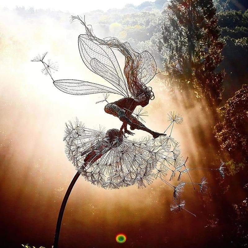 Fairy Garden Wind Spinner Metal Outdoor Yard Decor