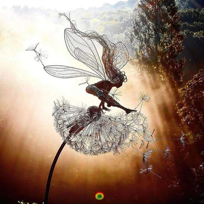 Fairy Garden Wind Spinner Metal Outdoor Yard Decor
