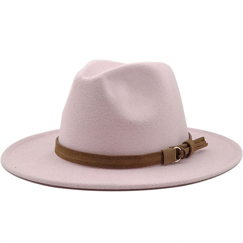 Fedora Hat with Leather Band Unisex Cotton Wool