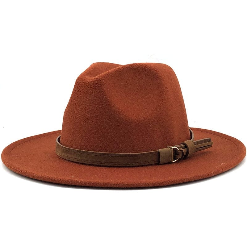 Fedora Hat with Leather Band Unisex Cotton Wool