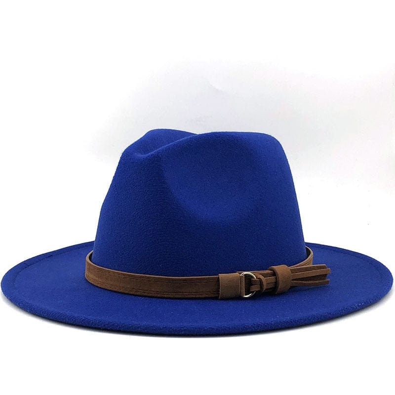 Fedora Hat with Leather Band Unisex Cotton Wool