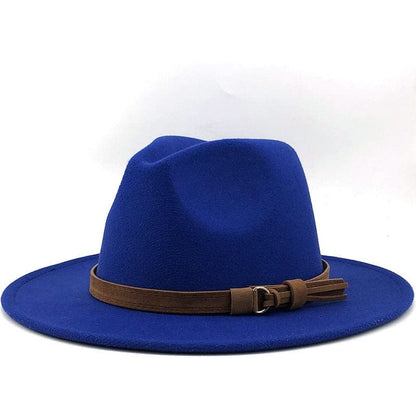 Fedora Hat with Leather Band Unisex Cotton Wool