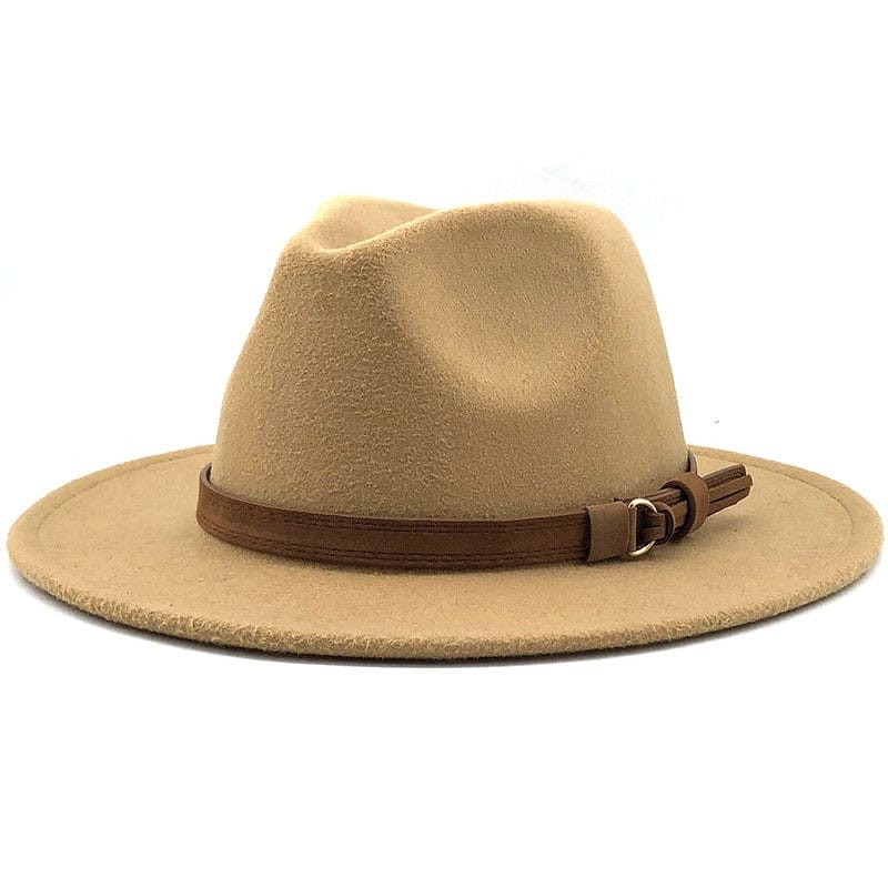 Fedora Hat with Leather Band Unisex Cotton Wool