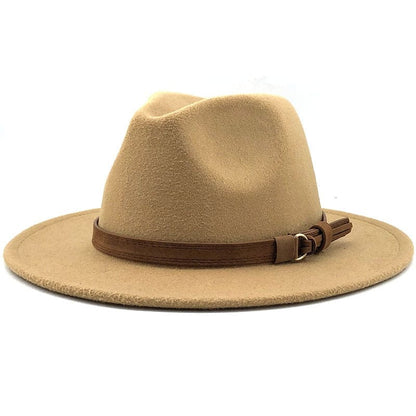 Fedora Hat with Leather Band Unisex Cotton Wool