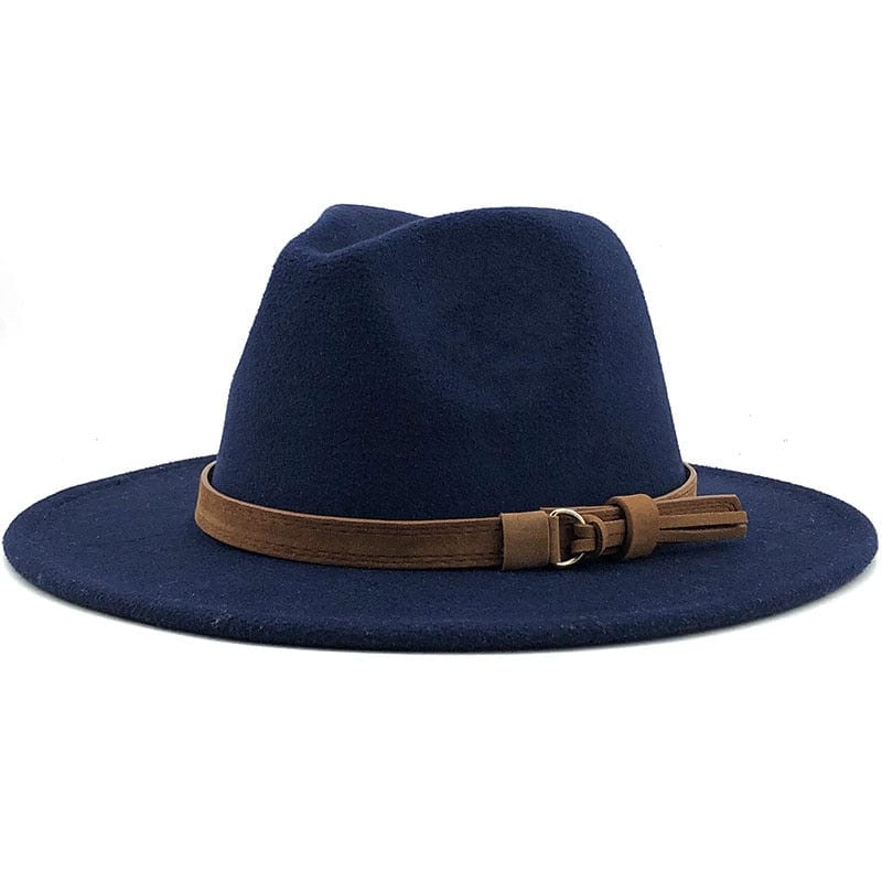 Fedora Hat with Leather Band Unisex Cotton Wool