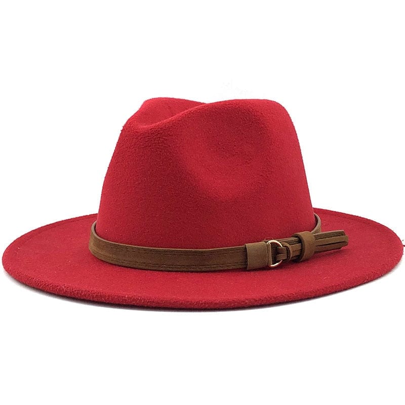 Fedora Hat with Leather Band Unisex Cotton Wool