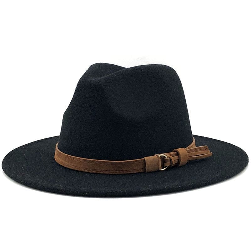 Fedora Hat with Leather Band Unisex Cotton Wool