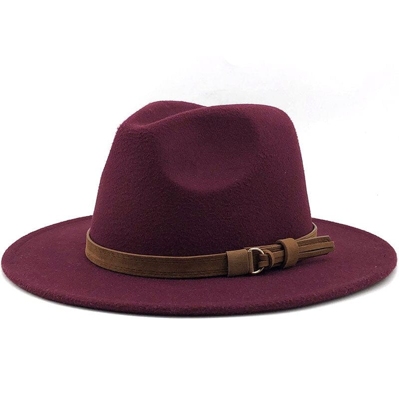 Fedora Hat with Leather Band Unisex Cotton Wool