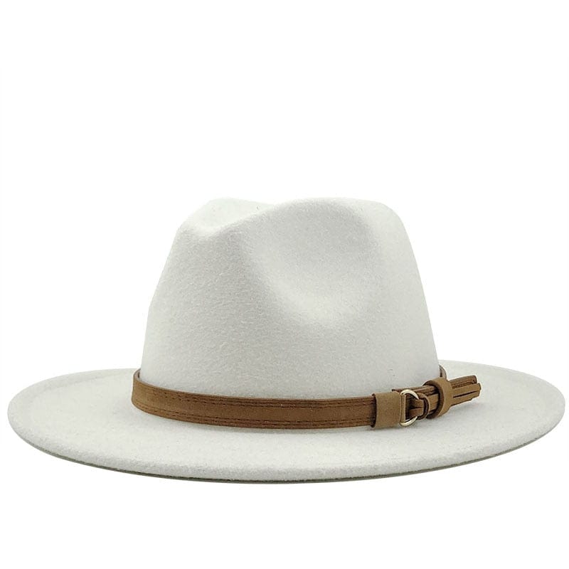 Fedora Hat with Leather Band Unisex Cotton Wool