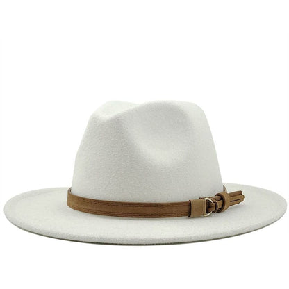 Fedora Hat with Leather Band Unisex Cotton Wool