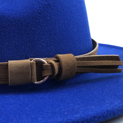 Fedora Hat with Leather Band Unisex Cotton Wool