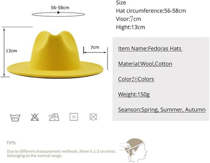 Fedora Hat with Leather Band Unisex Cotton Wool