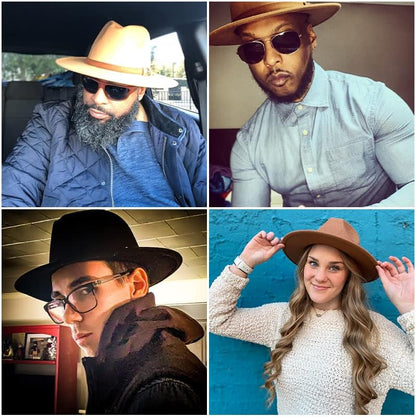 Fedora Hat with Leather Band Unisex Cotton Wool