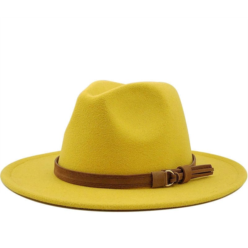 Fedora Hat with Leather Band Unisex Cotton Wool