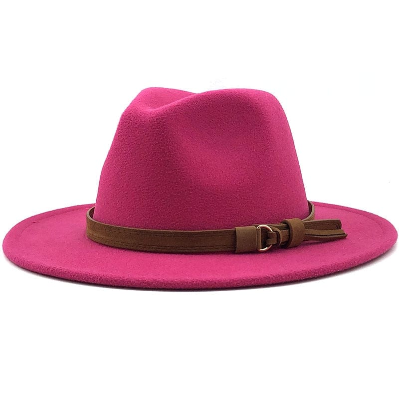 Fedora Hat with Leather Band Unisex Cotton Wool