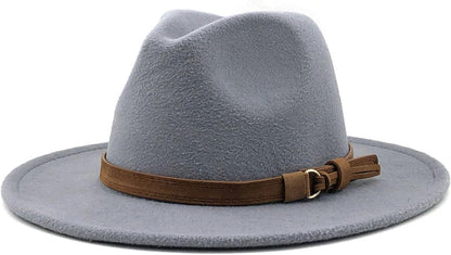 Fedora Hat with Leather Band Unisex Cotton Wool