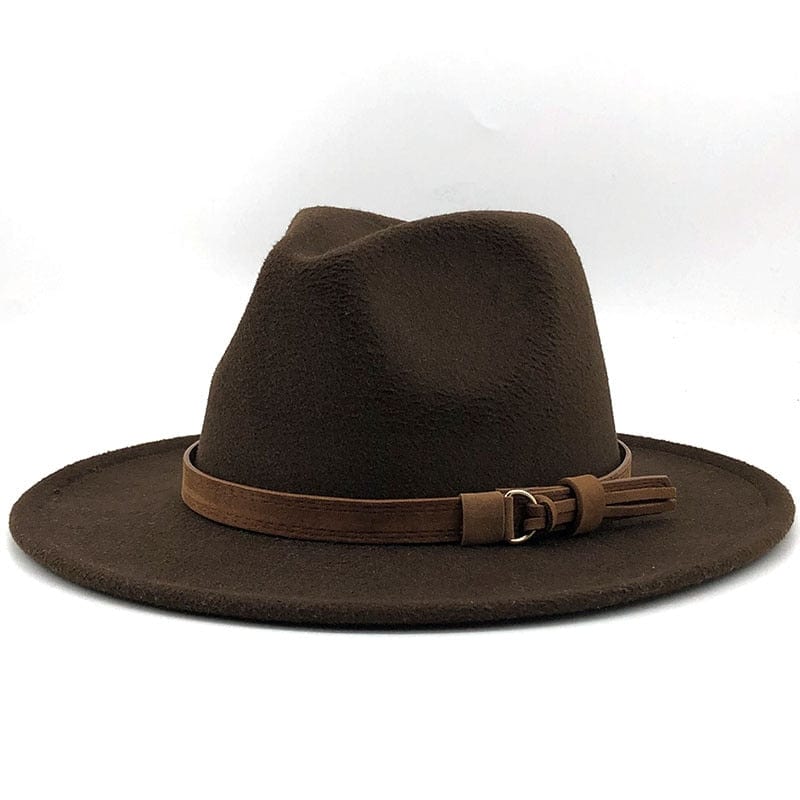 Fedora Hat with Leather Band Unisex Cotton Wool