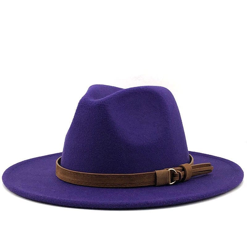 Fedora Hat with Leather Band Unisex Cotton Wool