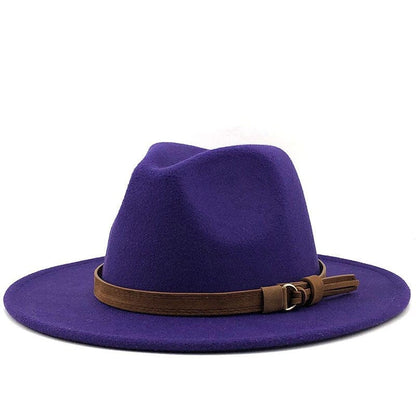 Fedora Hat with Leather Band Unisex Cotton Wool
