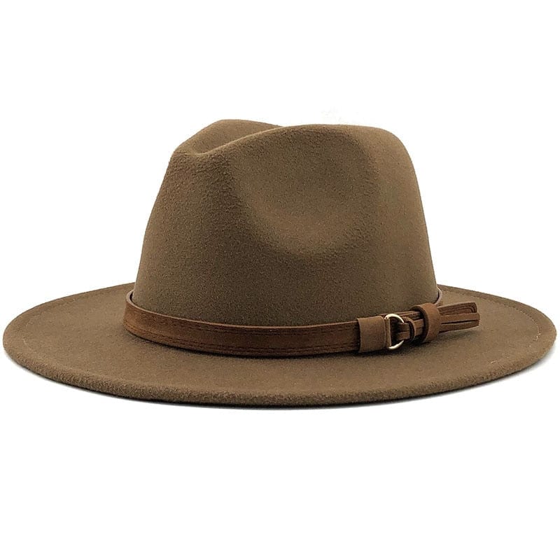 Fedora Hat with Leather Band Unisex Cotton Wool