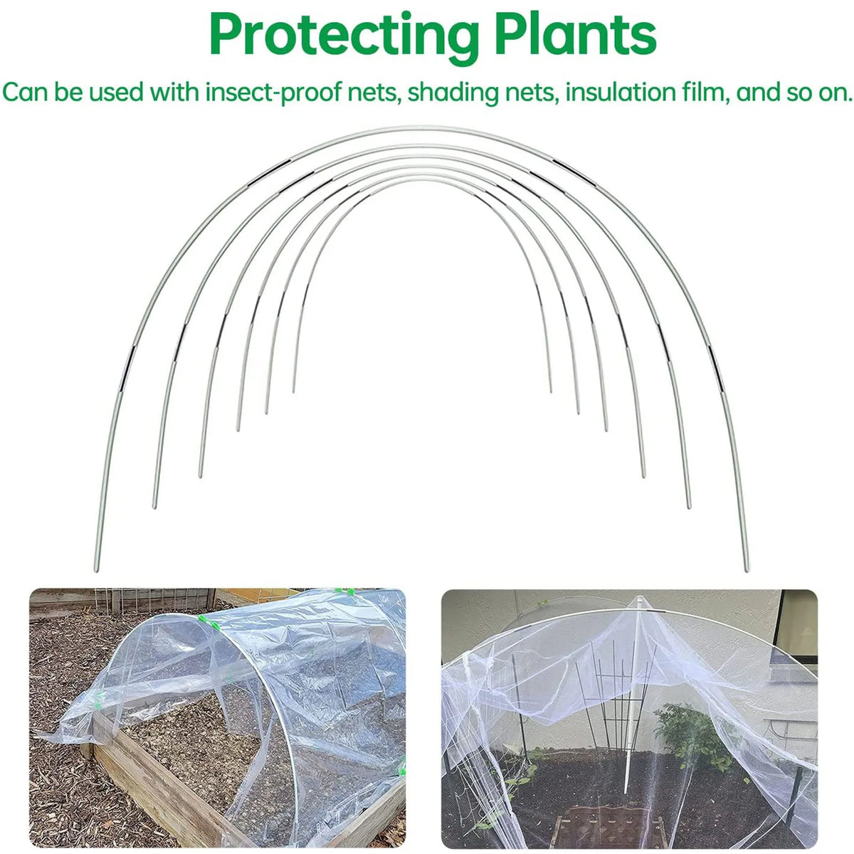 Fiberglass Garden Arch Tunnel Kit for Raised Beds