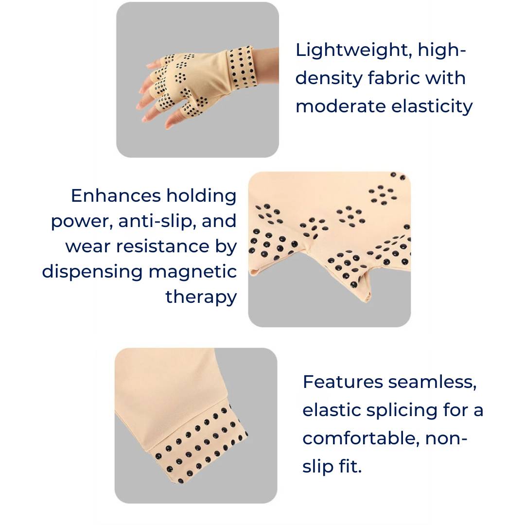 Fingerless Compression Support Gloves with Magnetic Inserts