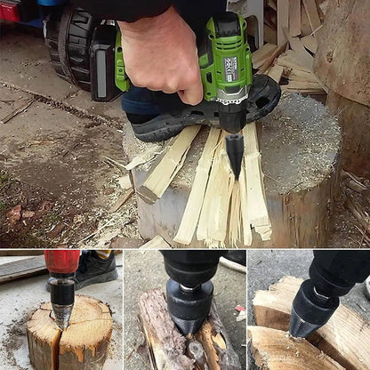 Firewood Splitting Drill Bit Set with 4 Shank Adapters