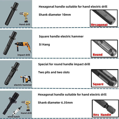 Firewood Splitting Drill Bit Set with 4 Shank Adapters
