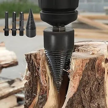 Firewood Splitting Drill Bit Set with 4 Shank Adapters