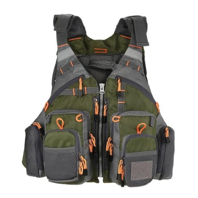 Fishing Life Vest with Multi Pocket Storage and Adjustable Fit