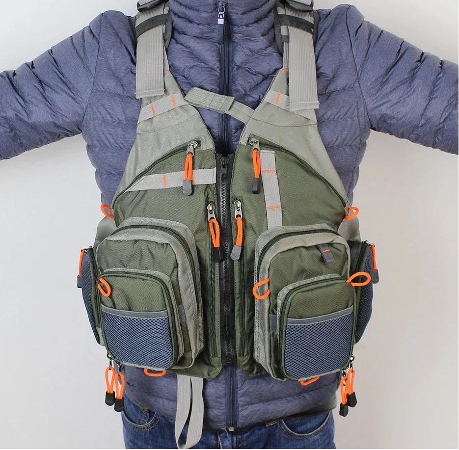 Fishing Life Vest with Multi Pocket Storage and Adjustable Fit
