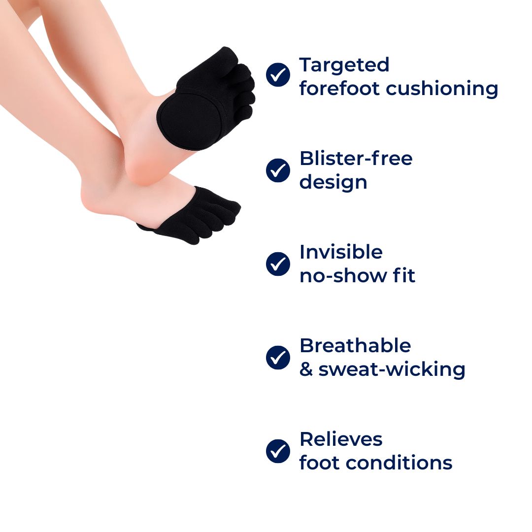 Five Toe No Show Forefoot Cushion Socks