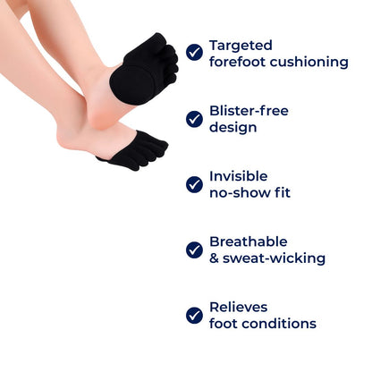 Five Toe No Show Forefoot Cushion Socks