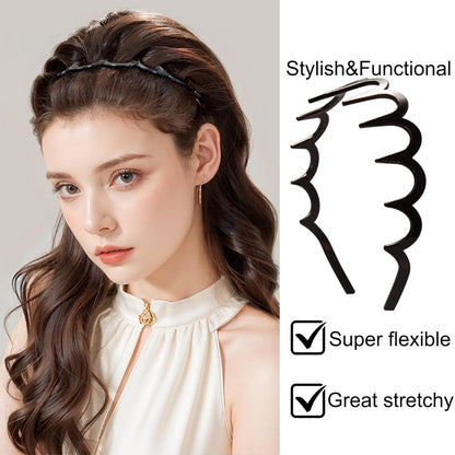 Flexible Hair Styling Headband with Secure Grip Teeth