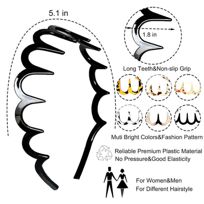 Flexible Hair Styling Headband with Secure Grip Teeth