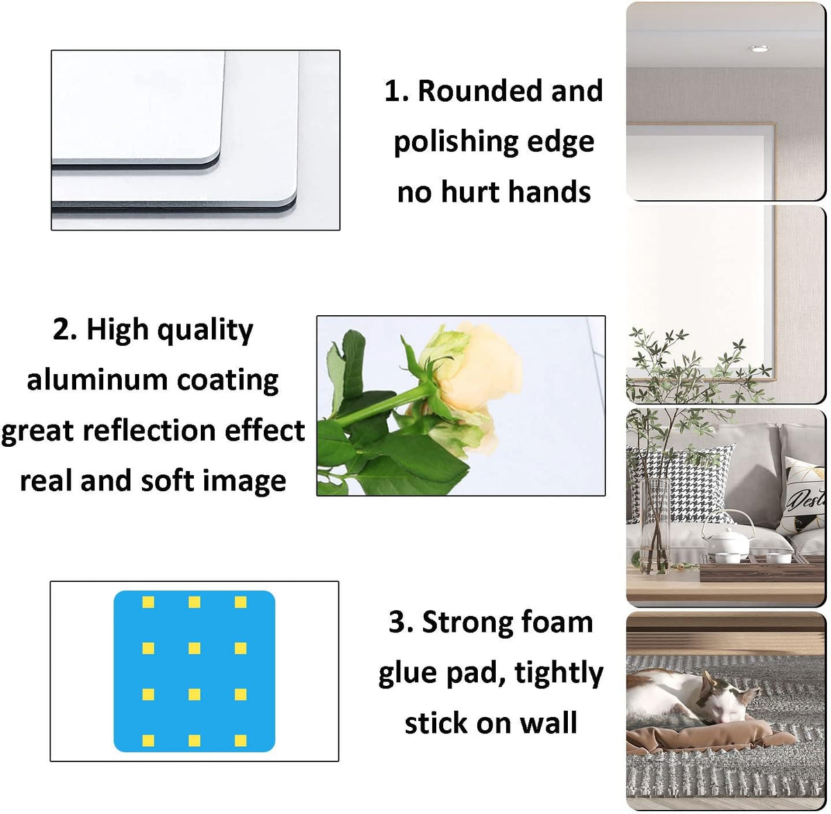 Flexible Self Adhesive Mirror Sheet Shatter Resistant Wall Mirror