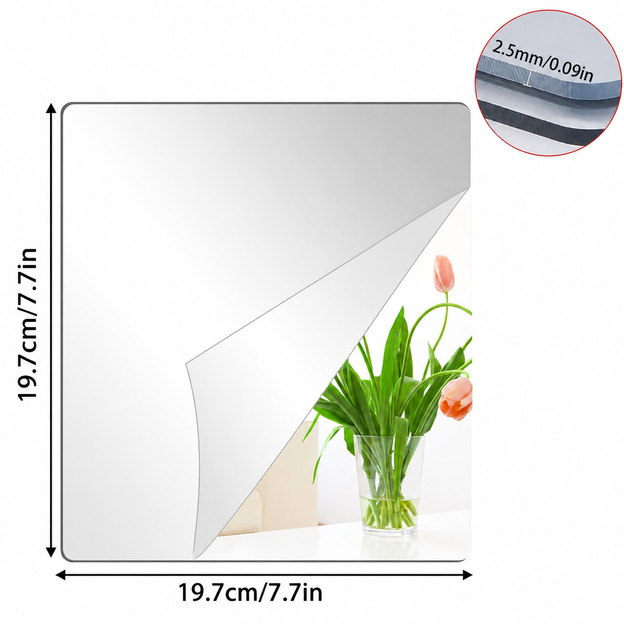 Flexible Self Adhesive Mirror Sheet Shatter Resistant Wall Mirror