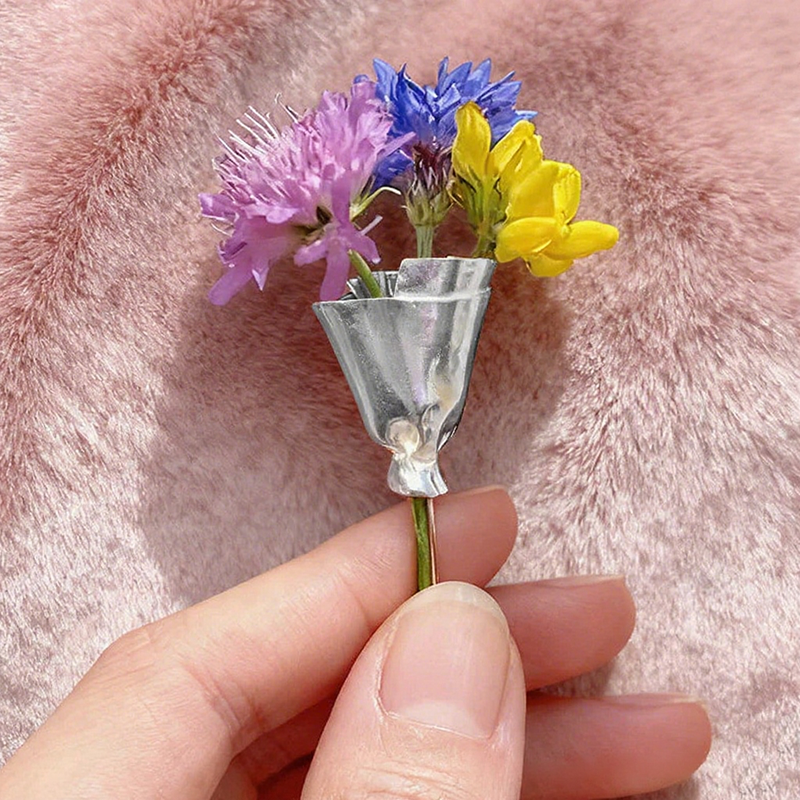 Floral Bouquet Brooch Metal Flower Pin