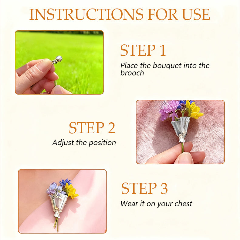 Floral Bouquet Brooch Metal Flower Pin