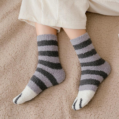 Fluffy Cat Paw Plush Fuzzy Socks