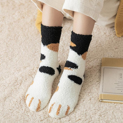 Fluffy Cat Paw Plush Fuzzy Socks