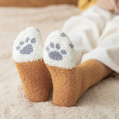 Fluffy Cat Paw Plush Fuzzy Socks