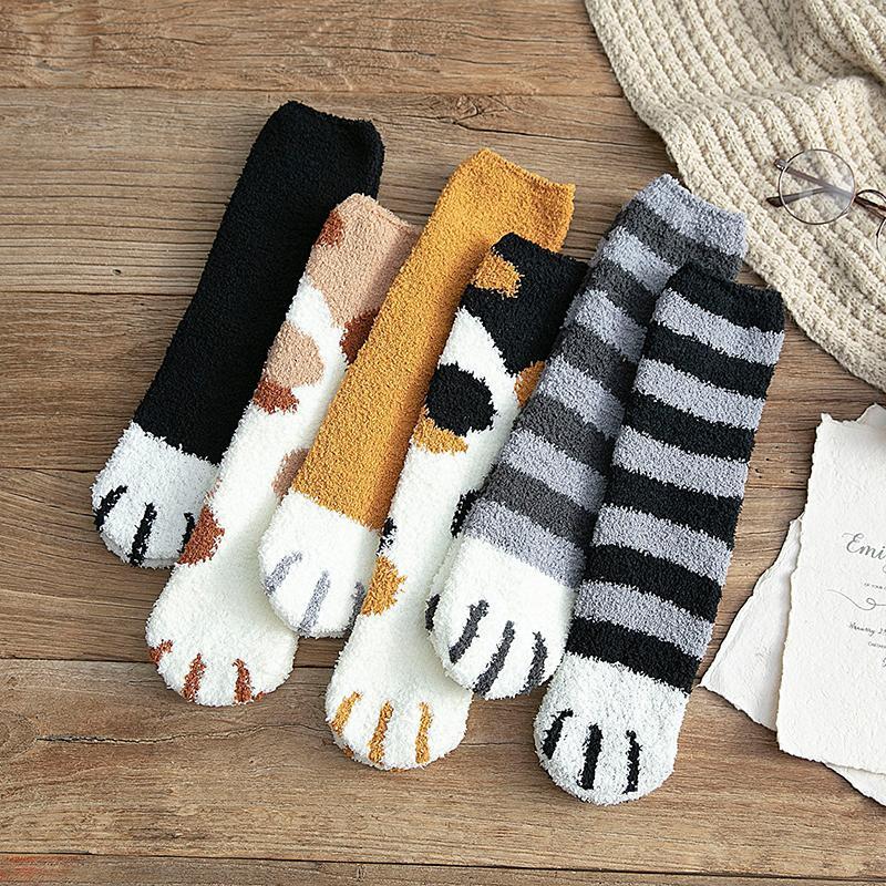 Fluffy Cat Paw Plush Fuzzy Socks