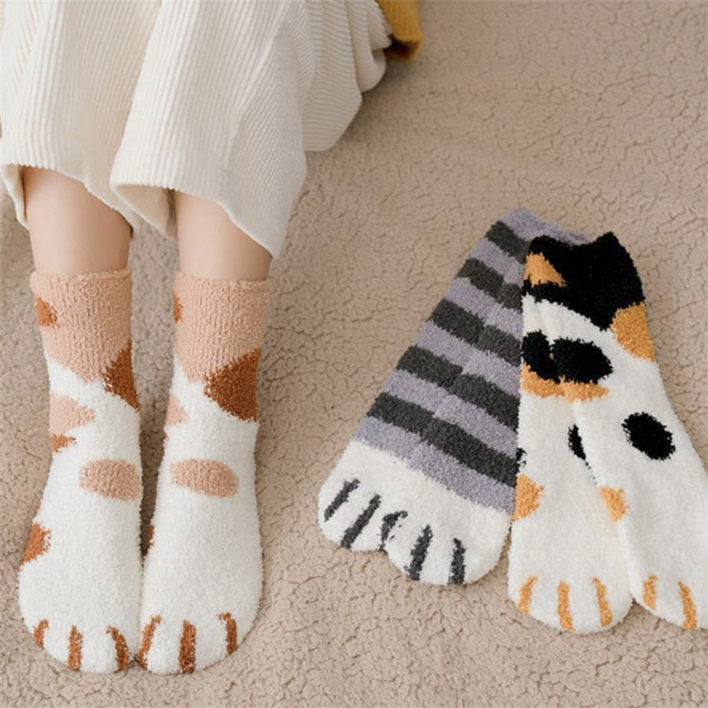 Fluffy Cat Paw Plush Fuzzy Socks