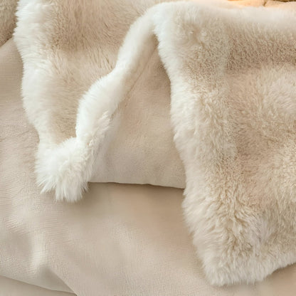 Fluffy Faux Fur Fleece Travel Blanket