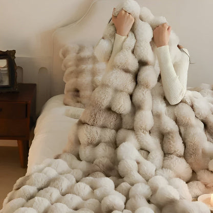 Fluffy Faux Fur Fleece Travel Blanket