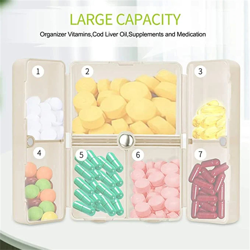 Foldable 7 Compartment Travel Pill Organizer
