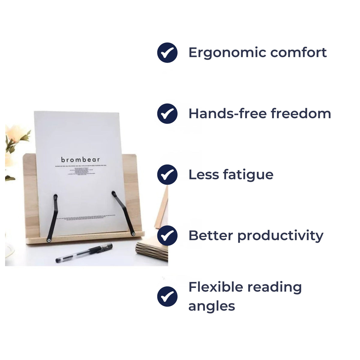 Foldable Adjustable Wooden Book Stand for Books Tablets and Cookbooks