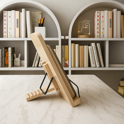Foldable Adjustable Wooden Book Stand for Books Tablets and Cookbooks