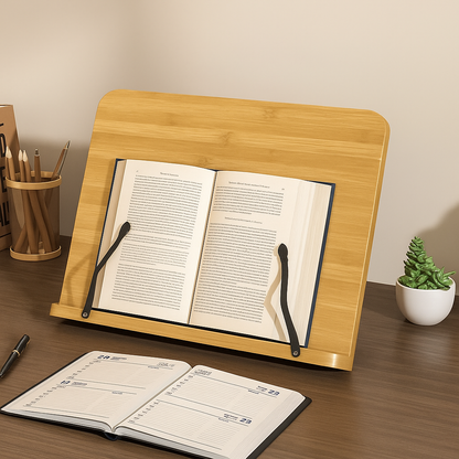 Foldable Adjustable Wooden Book Stand for Books Tablets and Cookbooks